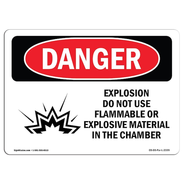 Safety Sign, OSHA Danger, 18" Height, 24" Width, Aluminum, Explosion Do Not Use Flammable, Landscape